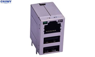 USB2.0 combinato da donna a donna connettore Rj45 perforato a 90 gradi resistente