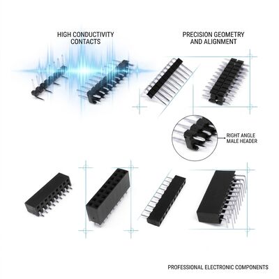Collettore di intestazione maschile rotondo a pin di macchina 2.54mm Pitch Precision Contatti meccanici a doppia fila PCB
