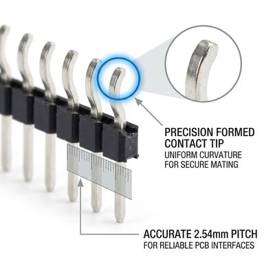Connettore maschio a pin con fila singola ad angolo retto, passo 2,54 mm, foro passante PCB a 90 gradi