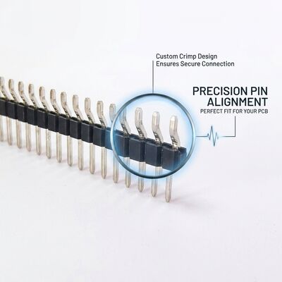 Connettore maschio a pin con fila singola ad angolo retto, passo 2,54 mm, foro passante PCB a 90 gradi