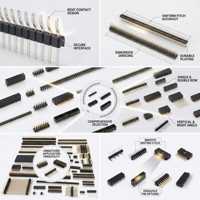 Connettore maschio a pin con fila singola ad angolo retto, passo 2,54 mm, foro passante PCB a 90 gradi