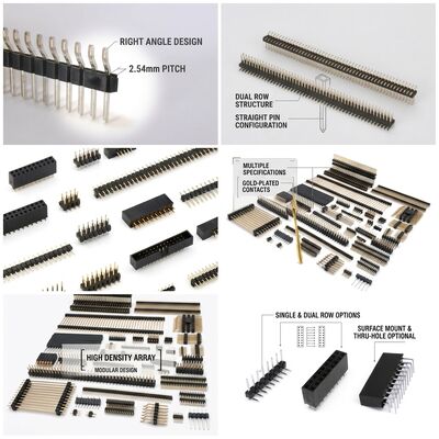 Connettore di testa di pin maschile rettilineo a doppia fila di 2,54 mm Pitch PCB attraverso buco con configurazione a 80 pin