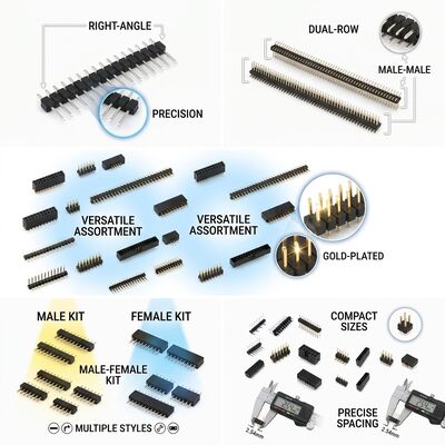 Connettore di testa di pin maschile rettilineo a doppia fila di 2,54 mm Pitch PCB attraverso buco con configurazione a 80 pin