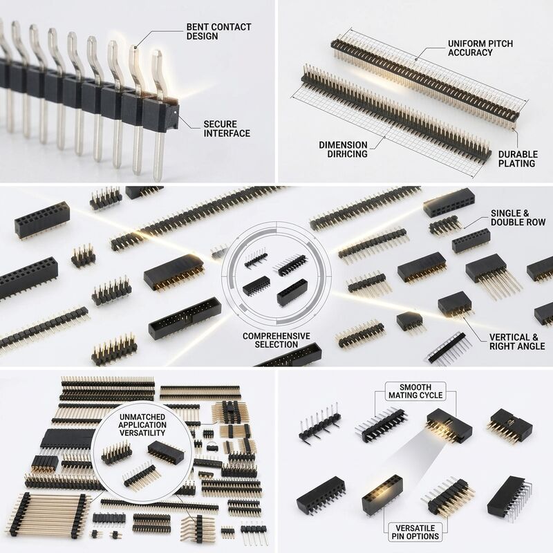 Connettore maschio a pin con fila singola ad angolo retto, passo 2,54 mm, foro passante PCB a 90 gradi