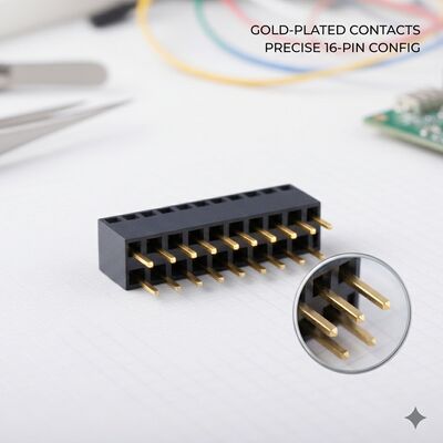Altezza elevata 8.5MM 2.54MM Pitch Dual Row Female Header Socket Gold Flash PA6T Through Hole Standing