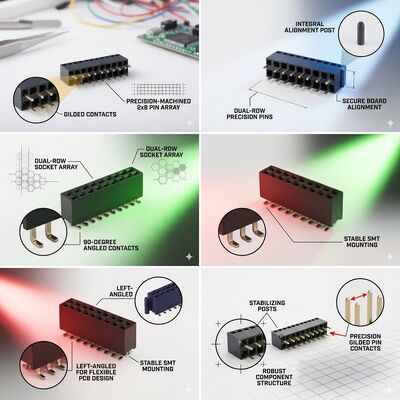 Connettore femmina High Temperature PA9T con passo 2.0MM, doppia fila, placcatura oro, 04P-60P, presa per PCB
